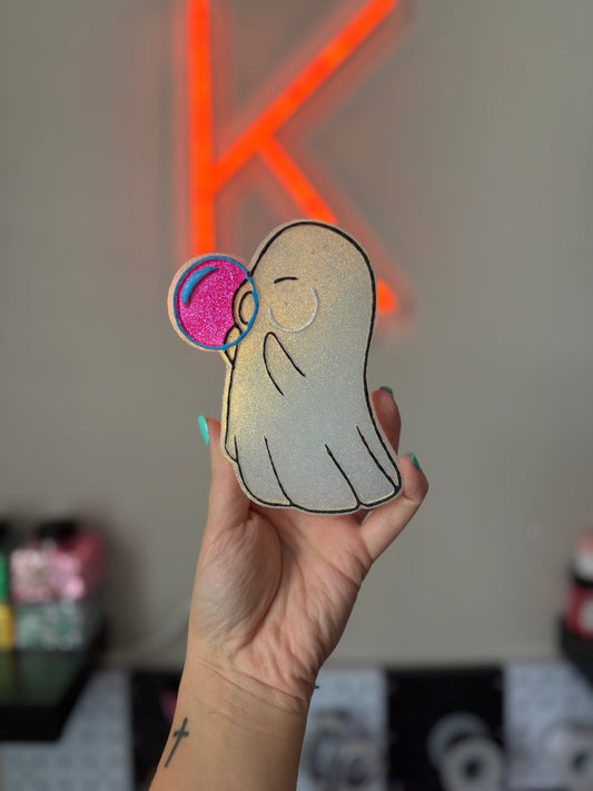 Ghostie blowing a bubble