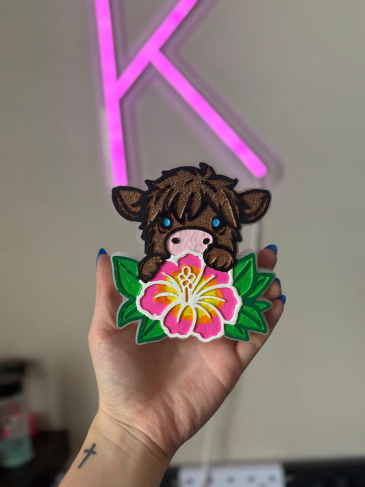 Floral Highland Cow